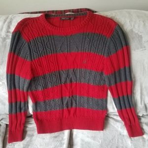 Mens Large Fisherman Red & Gray Nautica Sweater
